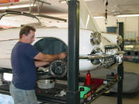 59 Corvette.  A long time owned car getting  the front end and brakes rebuilt to factory specifications.